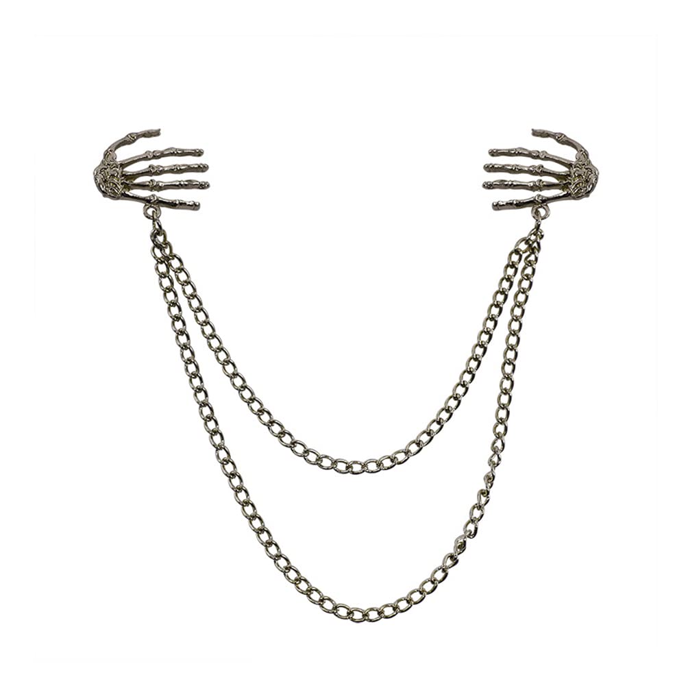Halloween Skull Hand Brooch Pin for Cosplay Costume Accessories - Chain Skull Pins for Men, Women, Girls - Halloween Gifts