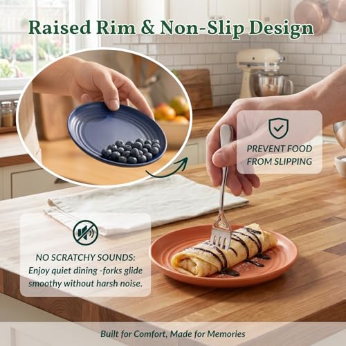 Image of Homienly 5.7 Inch Small Plates-Wheat Straw Mini Plate, Unbreakable Plate Set Ideal for Dessert, Appetizers, Small Serving, Side Dish, Lightweight Dessert Dishes Plates, Set of 8, Colorful