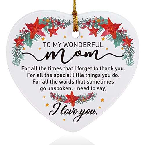 Gifts for Mom, Birthday Christmas Keepsake Ornaments Gifts for Mother from Daughter Son, Holiday Christmas Tree Decorations Ornaments Sign, I Love You