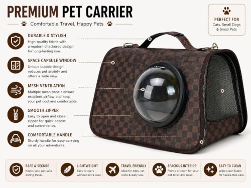 Image of Large Cat Backpack Carrier Expandable Pet Carrier Backpack for Small Medium Cats Fit Up to 18 Lbs, Foldable Puppy Backpack Carrier for Travel, Hiking, Window, Brown