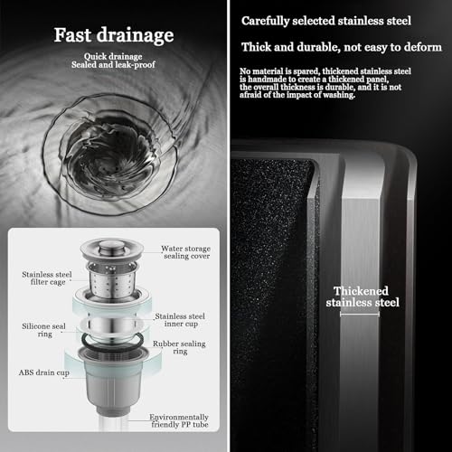 Évier de vadrouille à grande capacité en acier inoxydable pour évacuation rapide des eaux - 4