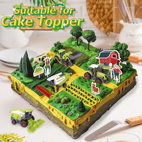 image for Oriate Kids Farm Toys Realistic Tractor Vehicle Playset, Diecast Car S