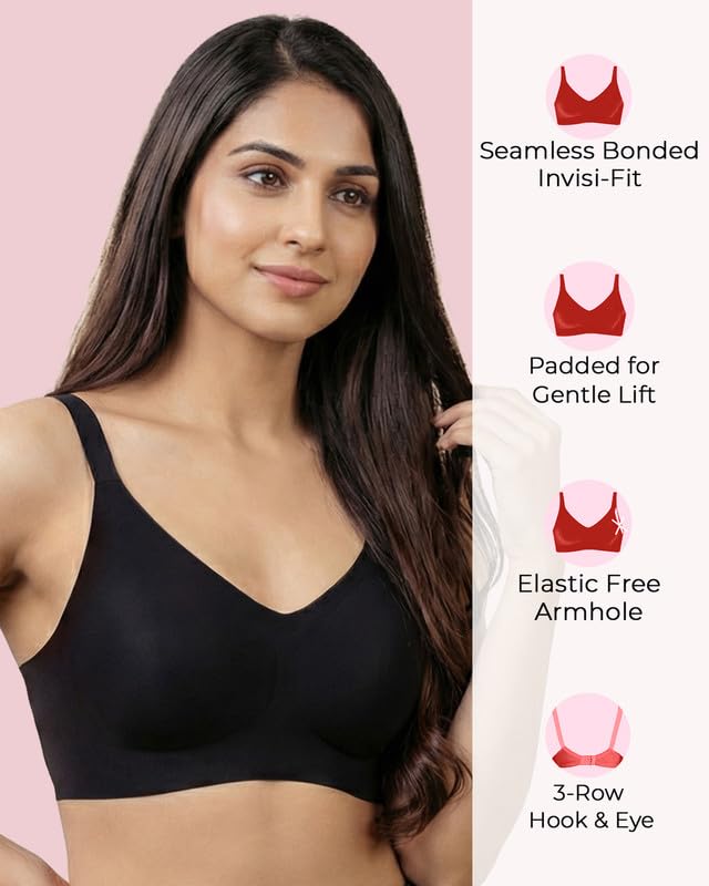 Image of Women's Cotton Padded Full Coverage Bonded Bra | Seamless T-Shirt Bra | Wire-Free | Breathable Cotton Fabric | Elastic-Free Bottom Band & Armholes | No Marks, No Digging | Pack of 1