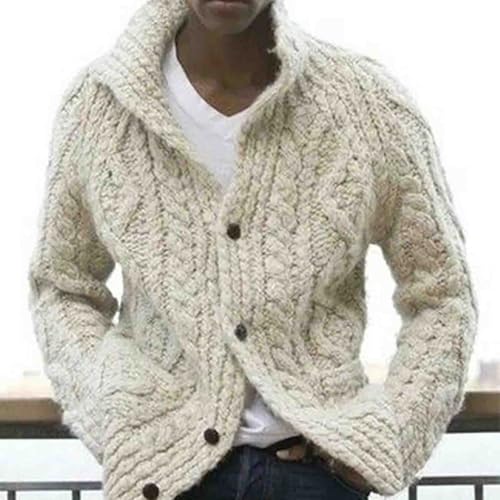 Cardigan Tejido con Botones y Cuello Alto Beige miniatura 2
