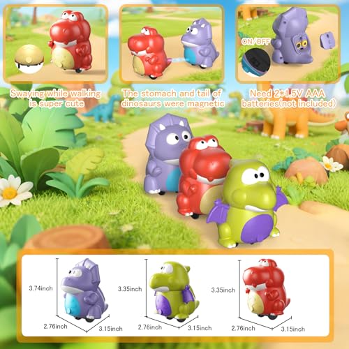 Topsolid Baby Tummy Time Dinosaur Toys 18 24 36 Months, Baby Crawling Toys, Toddler Moving Walking Dinosaurs Montessori Toys for 2 3 4 5 6 Year Old, Infant Boy Girl Birthday - image 5