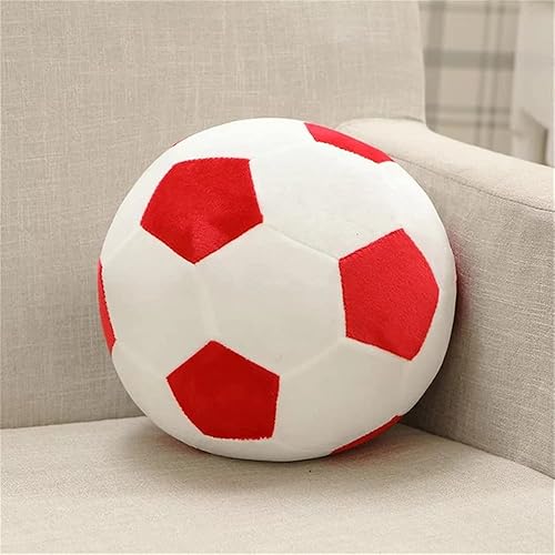Miniatura 3 de Pelotas de fútbol de felpa, almohada de felpa suave y duradera, regalo para niños y bebés (rojo - blanco, 7.8 pulgadas)