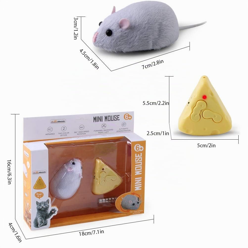 Maus mit Fernbedienung Katzen, Plüsch, elektrisch, mit Fernbedienung Käse, Katzenspielzeug