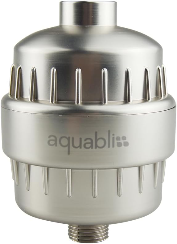 AquaBliss High Output Revitalizing Shower Filter - Reduces Dry Itchy Skin, Dandruff, Eczema, and Dramatically Improves The Condition of Your Skin, Hair and Nails - Brushed Nickel (SF100-BN)