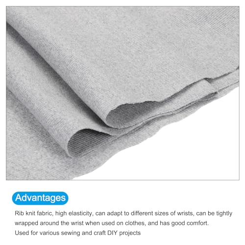 Image of MECCANIXITY 47 inch Elastic Cuffs Ribbed Trims Cotton Fabric Knit Rib Stretch Tape Cuff Sleeve Waistband for Sewing, 20 inch Wide Grey