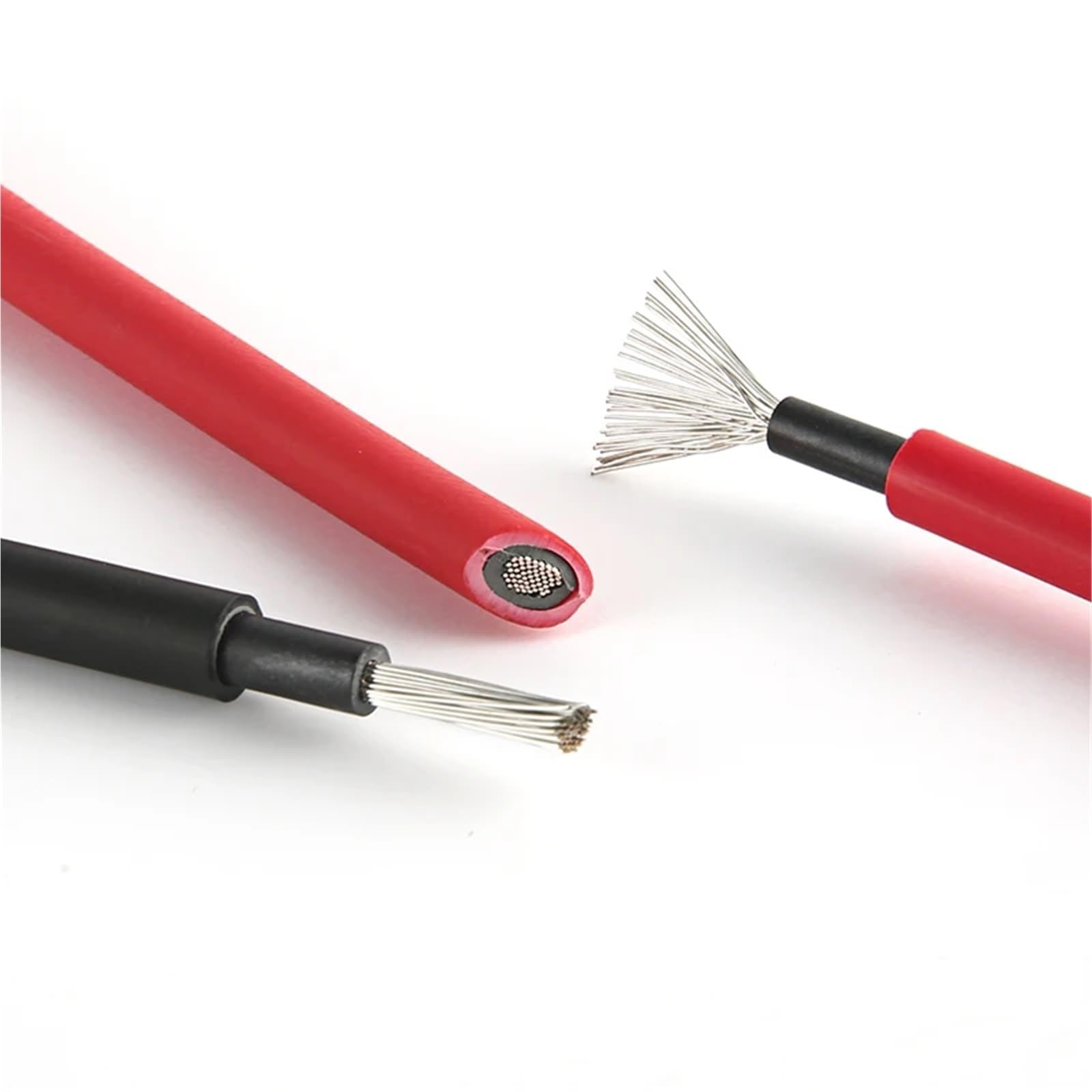 1 par de cables de cobre para panel solar, 6, 4, 2,5 mm², 10, 12, 14 AWG, negro y rojo, con cables solares fotovoltaicos (14 AWG-2,5 mm2,5 m, un extremo instalado)