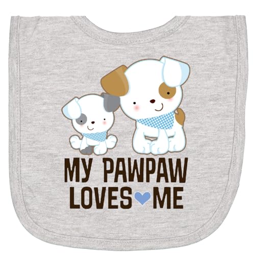 inktastic PawPaw Loves Me Grandson Puppy Newborn Bib