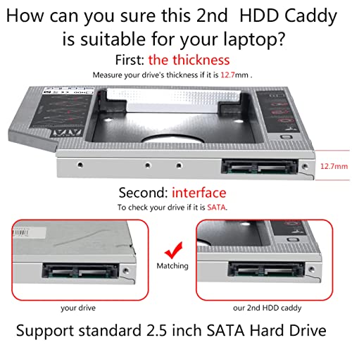 Storite SATA 2nd 2.5'' Hard Drive Caddy for 12.7mm Universal CD/DVD-ROM (for SSD and HDD) - Image 5