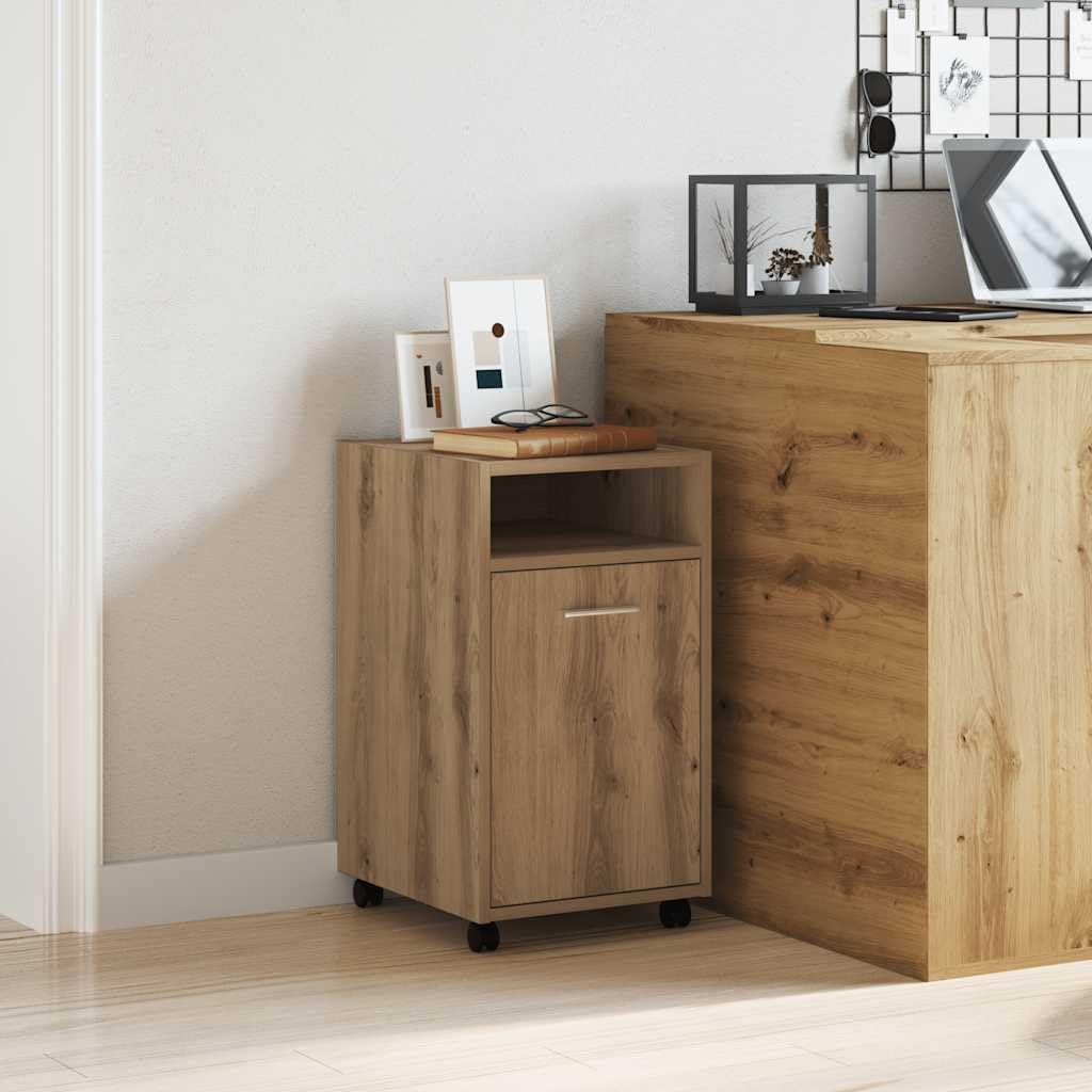 Armadio con ruote, mobiletto da ufficio, scrivania con rotelle, credenza, adatto per scuole, studio, ufficio, rovere 33 x 38 x 60 cm, materiale in legno