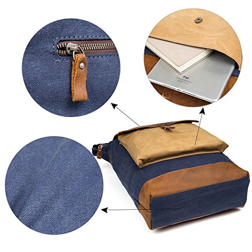 BOSTANTEN Uomo Vintage Canvas Zaino Satchel 16