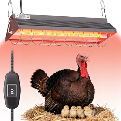 Ficuswin Large Heat Lamp for Chickens, 300W Carbon Fiber Heater for Chick Brooder - Adjustable Height Chicken Coop Heater with 2 Temperature Modes, Long-Lasting 10,000H, Ideal Chicken Coop Accessories