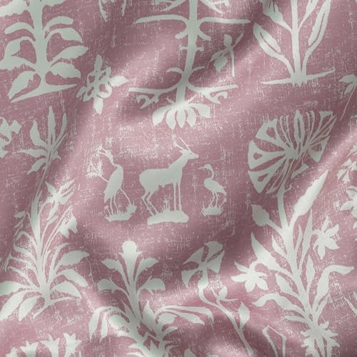 Image of Tranquebar Curtain Co. Semi Blackout, 5 Feet for Window, 80% Blackout, Botanical Print, Pink Curtains, Boho Curtains for Living Room, Heavy Polyester, BackTabs, Cairo (152 cm) - 1 Piece