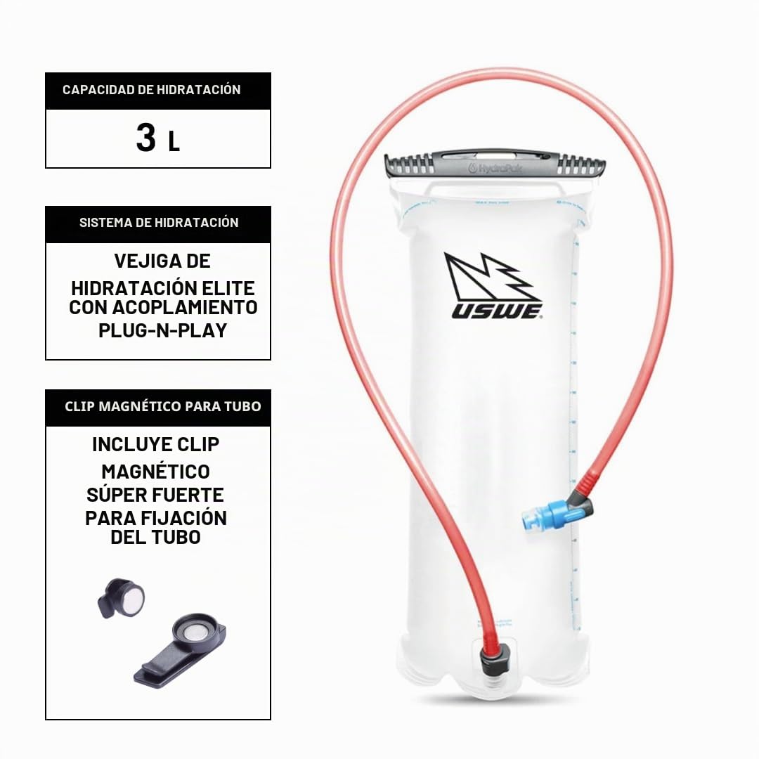 USWE Raw - Paquete de hidratación con vejiga de Agua, una Mochila de Gama Alta sin Rebote para Motocicleta Enduro y Todoterreno