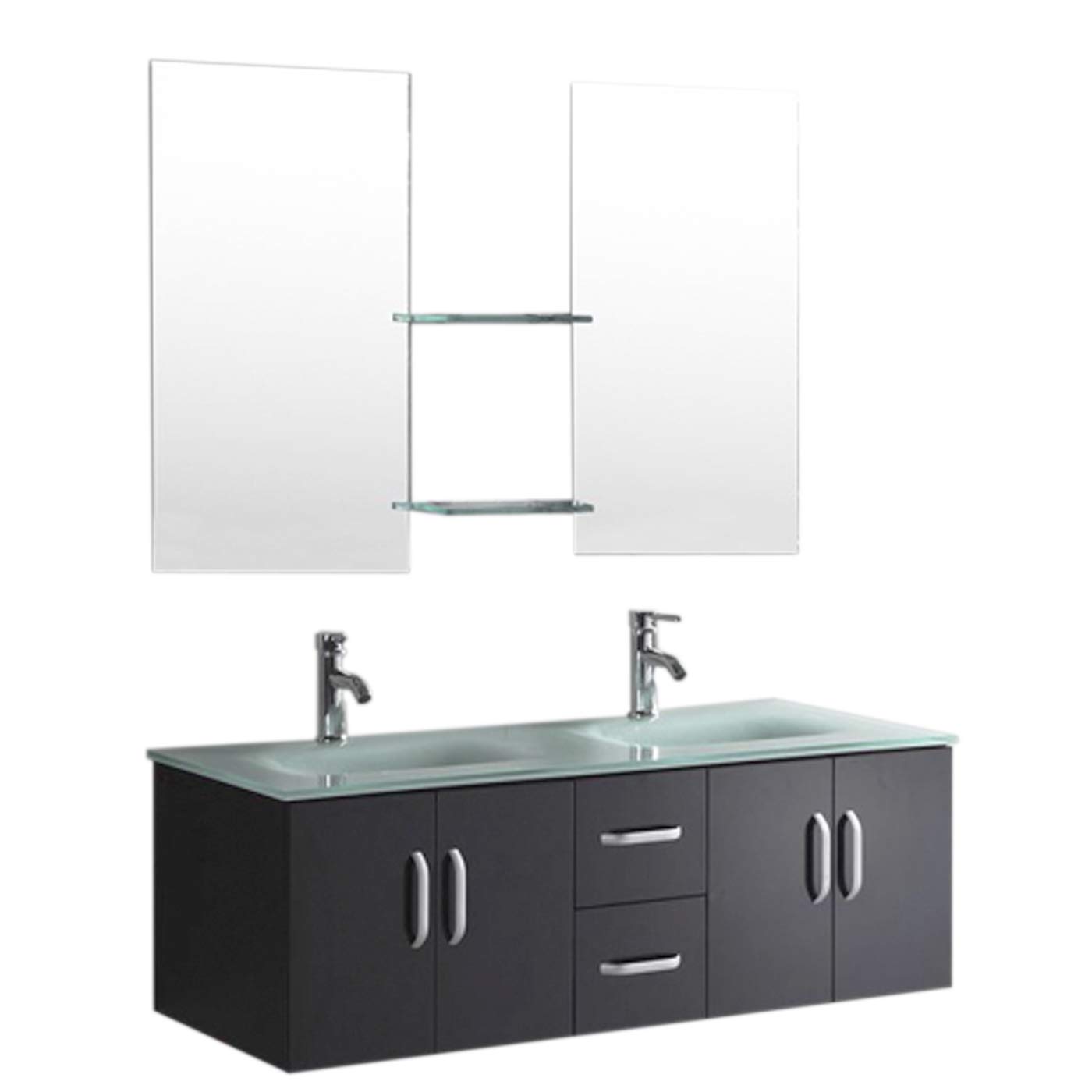 Simba Srl Mobile Bagno Ice arredo Bagno arredobagno 150 cm Nero Laccato Mobile + lavandini + 2 specchi + 2 miscelatori Completo Moderno Il Piu Venduto …
