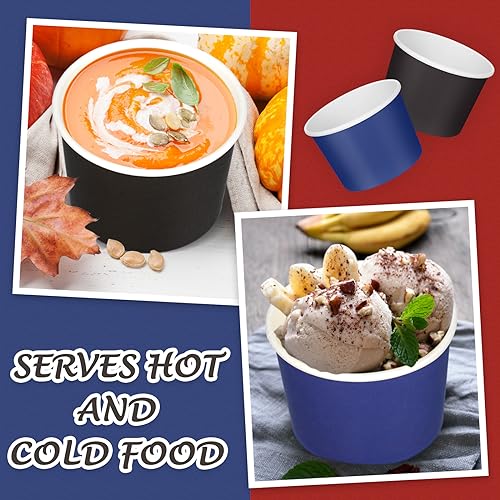 Image of Nuenen 300 Pcs 8 oz Summer Ice Cream Paper Cups Bulk Disposable Dessert Cups Solid Color Paper Dessert Bowls for Snack Sundae Spring Party Favors Ice Cream Bar Supplies (Bright Color)