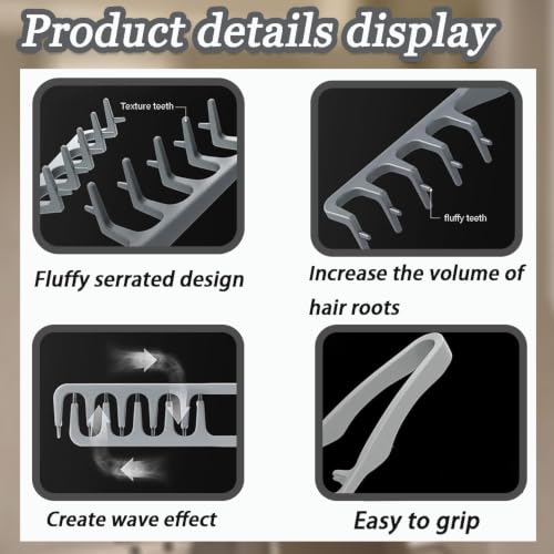 Image of Texture Comb for Men, Hair Styling Comb Curly Hair Brush 10.5X22.5 Cm Volumizing Detangling Travel Blow-Dry Tool