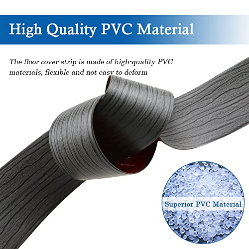 Floor Transition Strip Floor Cover Strips Self Adhesive Flooring Transitions Laminate Floor Strip 2" Wide Vinyl Floor Flat Divider Strip Elegant Wood Grain Design (5Cm, 3.3Ft, Dark Gray) #TOP1