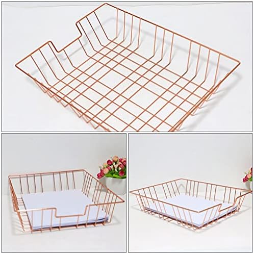 Cabilock Wire Storage Baskets Iron Storage Basket Organizer Baskets A4 Paper Storage Basket Office Desktop Organizer for Sundry Book Magazine File Bathroom