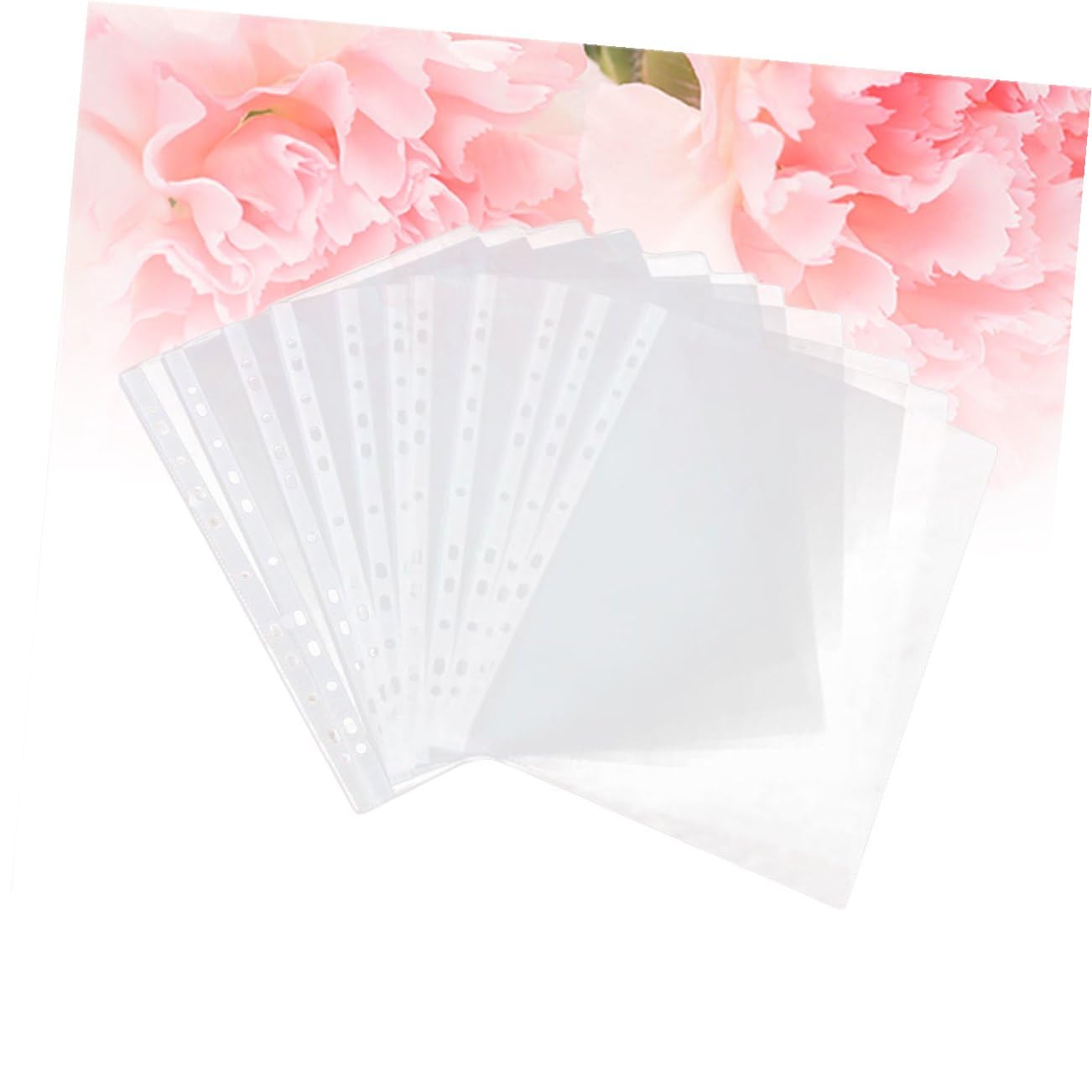 TEHAUX 100pièces Pochettes de Protection Transparentes à Perforations pour Classeurs Mobiles sans Acide pour Documents Importants