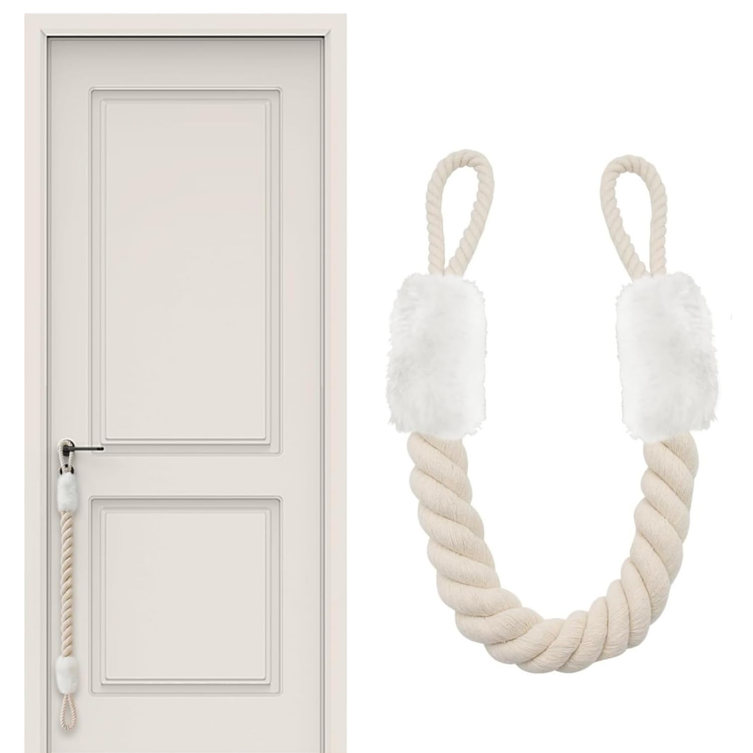 Türkordel Klemmschutz,Tür Stopper Seil Baumwolle Türstopper Klinke Klemmschutz für Haustier,Babys und Kinder Fingerschutz Türenzuschlagen zu Vermeiden (Weiß)