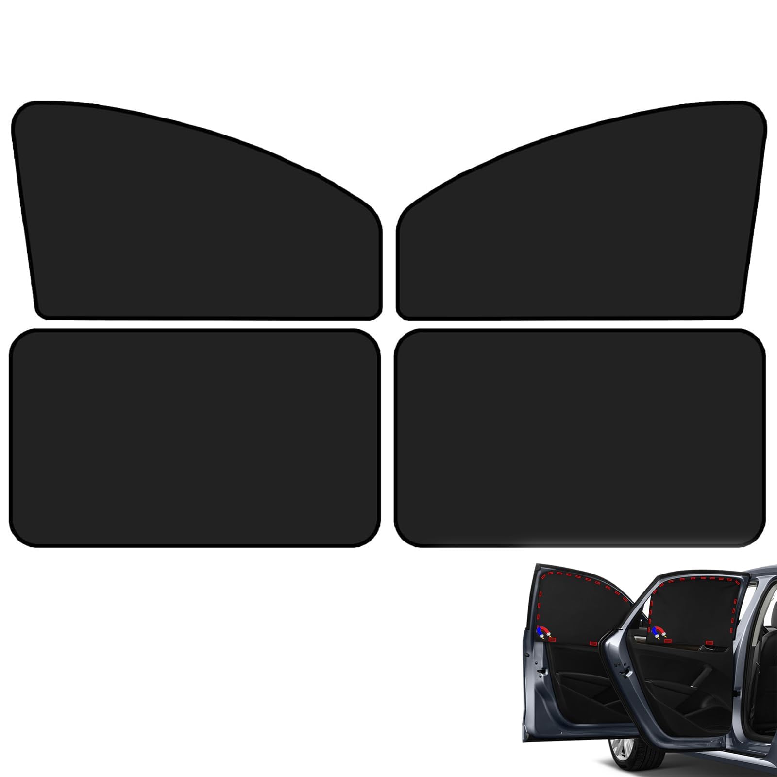 RIMENGDAN 4 Pcs Car Side Window Sun Shade Curtain for BMW 1er | Typ F40 (auch M135i) | Bj. ab 2019, Vehicle Door Window Cover Shield Auto Passenger Window Visor Protector,Black