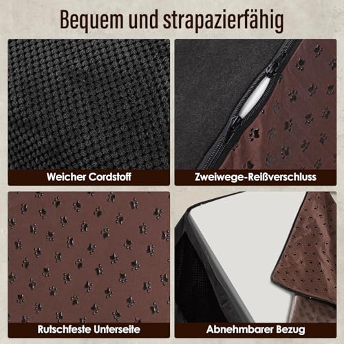 Thihome Hundetreppe für Kleine Hunde, 4 Stufen Haustiertreppe mit Abnehmbarem, Hochdichtem Schwamm Hunderampe mit Waschbarem, Hunde Treppe für Bett und Sofa (Schwarz)