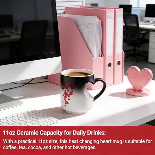 Taza mágica de cerámica con forma de corazón 11oz 2 pcs miniatura 5