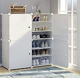 シューズ 収納ケース シューズラック 省スペース 靴収納ボックス 透明ドア 組み立て式 防塵・防汚・防水 大容量 玄関 幅85×奥行32×高さ96cm (ホワイト*2列と6レベル)