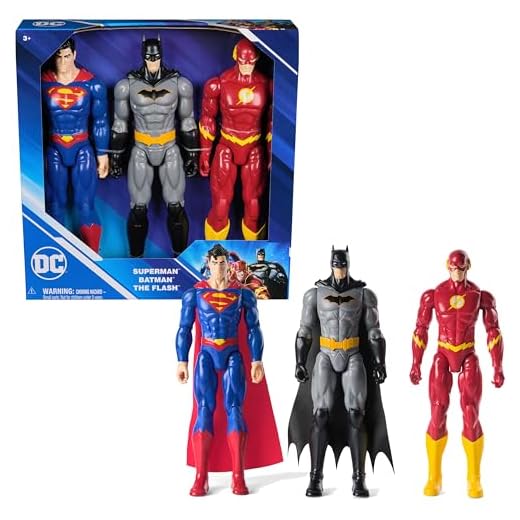DC Comics - Pack 3 Figuras Batman, Superman y The Flash: Figuras de Acción de 30 cm - 6072364 - Superheroes Juguetes - Juguetes Niños 3 Años +