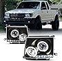 AKKON - For Toyota Tacoma 2/4WD Black Bezel Dual Halo Ring Design Projector LED Replacement Headlights Lamps