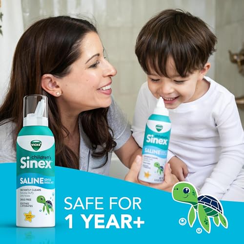 Vicks Sinex, Children's Saline Nasal Spray, Drug Free Ultra Fine Mist with Hint of Aloe, Ages 1+, Fast Everyday Stuffy Nose Relief for Kids, Clear Mucus from a Cold or Allergy, 5 OZ x 2 - image 4