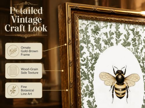 SKZMBTI Vintage Gold Framed Insect Wall Art Classical Bee Painting Prints - image 4