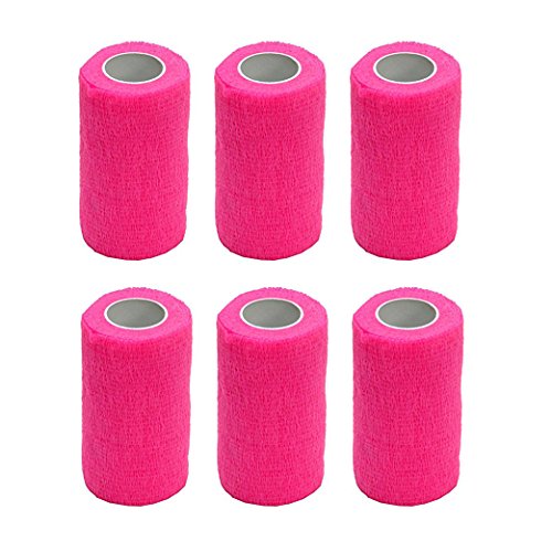 Vendaje cohesivo – 6 rollos de 10 cm x 4,5 m de primeros auxilios para mascotas veterinarias (rosa)