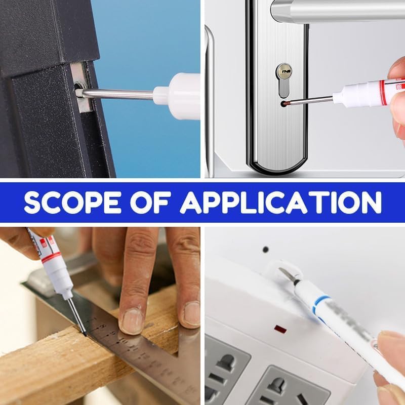 Miniatura 6 de Paquete de 5 rotuladores de cabeza larga con agujero profundo, 0.787 in de alcance profundo, marcador de punta larga impermeable de secado rápido,