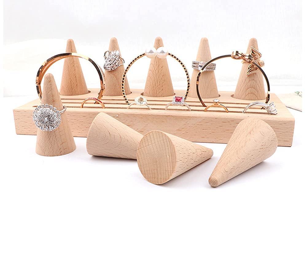 Amazon｜展示 装飾 指輪用リングスタンド 木製 指輪スタンド 円錐