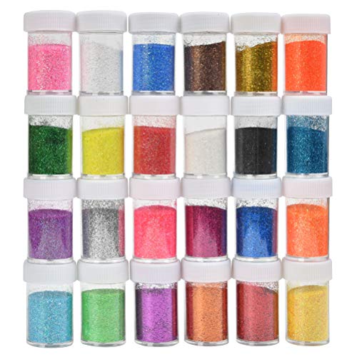 Conjunto de polvo de brillo YOTINO Bunt 24, polvo de brillo en 24 colores, arena decorativa ideal para manualidades para niños, polvo de artesanía en