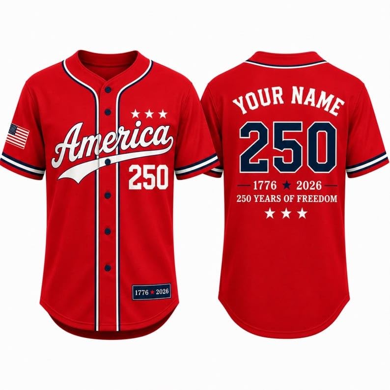 Personalized 4th of July Jersey Shirt - Patriotic Baseball Jersey American Flag Jersey Team Uniform for Fourth of July Shirts miniatura 5