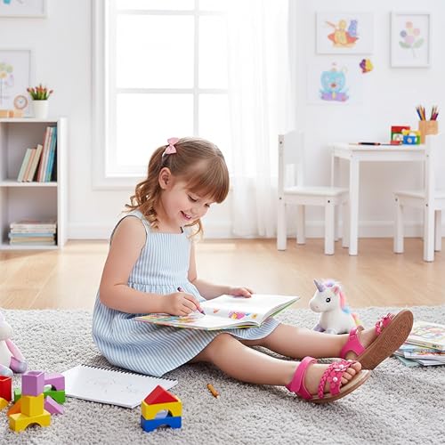 Image of GINFIVE Toddler Girls Sandals Little Girls Kids Summer Shoes Toddler Sandals