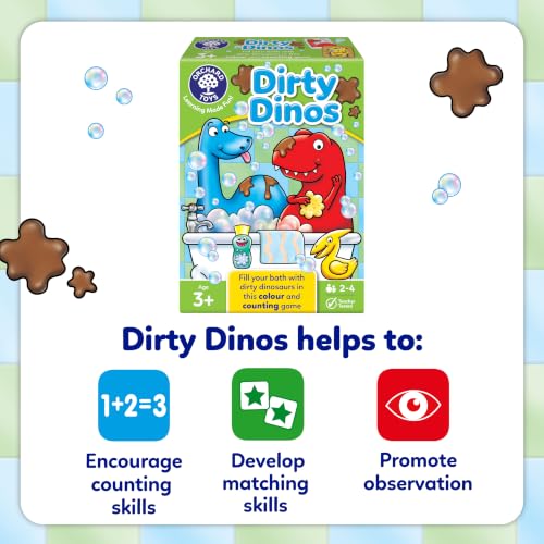 Image of Dirty Dinos Educational Board Game | Colours and Counting Ages 3-6 Years | Dinosaur Theme 2-4 Players | Orchard Toys