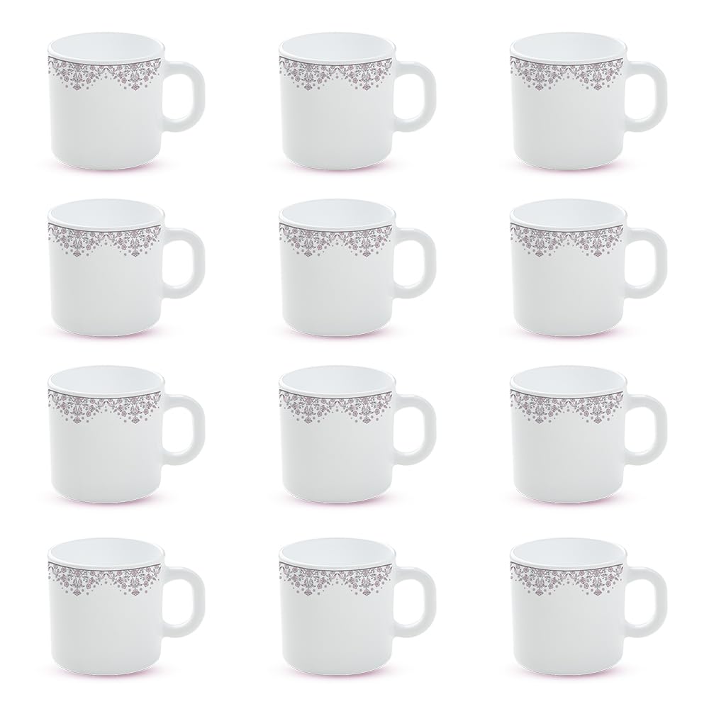 Larah by BOROSILLark 12 Pcs 180 ML Opalware Mug Set