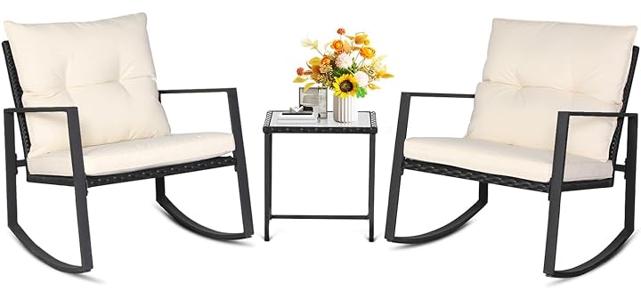 SUNCROWN 3 Piece Outdoor Rocking Bistro