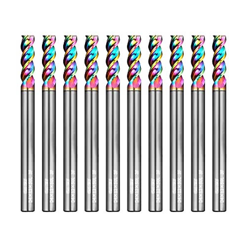 Image of Tools DLC Series Carbide Square End Mill, Diamond-Like Coating, End Mill for Aluminum, Copper, Magnesium Alloys, High Silicon Aluminum, Composite Materials, 3 Flute, Metric Size(D4-50L, 10pcs)