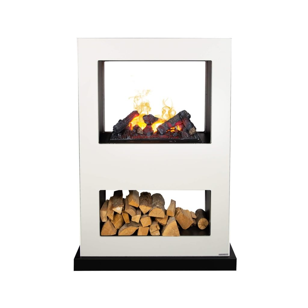 Wasserdampf-Kamin - Lasize BW - weißes Holz - mit Fernbedienung - Opti-Myst Elektrokamin - Durchsichtkamin - Raumteiler