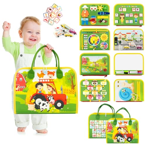 Busy Book for Toddlers 1-3, Farm Toddler Busy Board Montessori To...