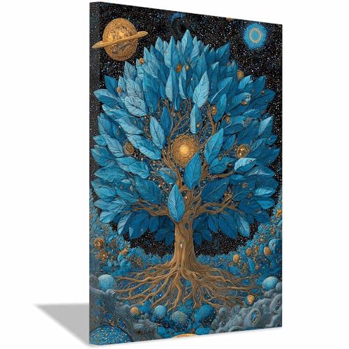 Toile murale Galaxy jaune 60x90cm encadrée pour habiller un mur vide