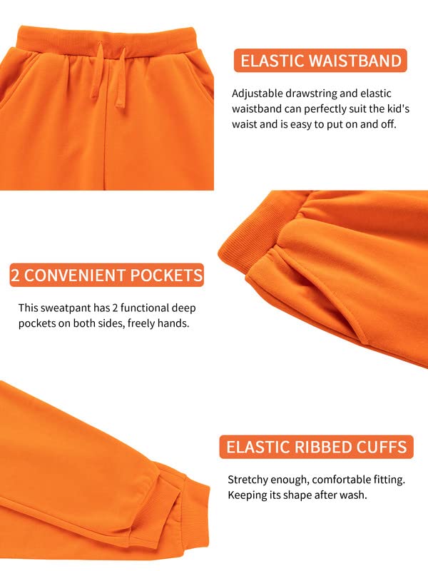 DOTDOG Kids Unisex Soft Brushed Fleece Pull-on Jogger Sweatpants Basic Casual Pants for Boys or Girls (3-12 Years)4